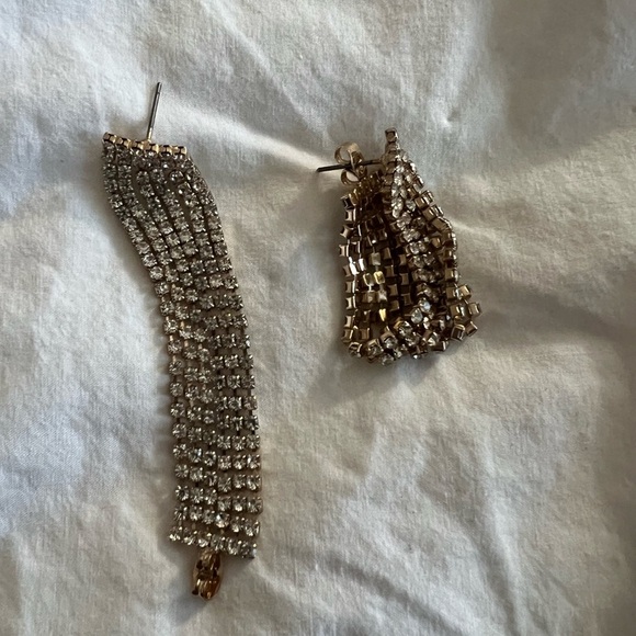 Elegant Gold and Silver Dangle Earrings - Picture 3 of 3